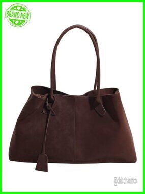 Faux Suede Slouchy Shoulder Bag Large Hobo Tote Magnetic Lightweight